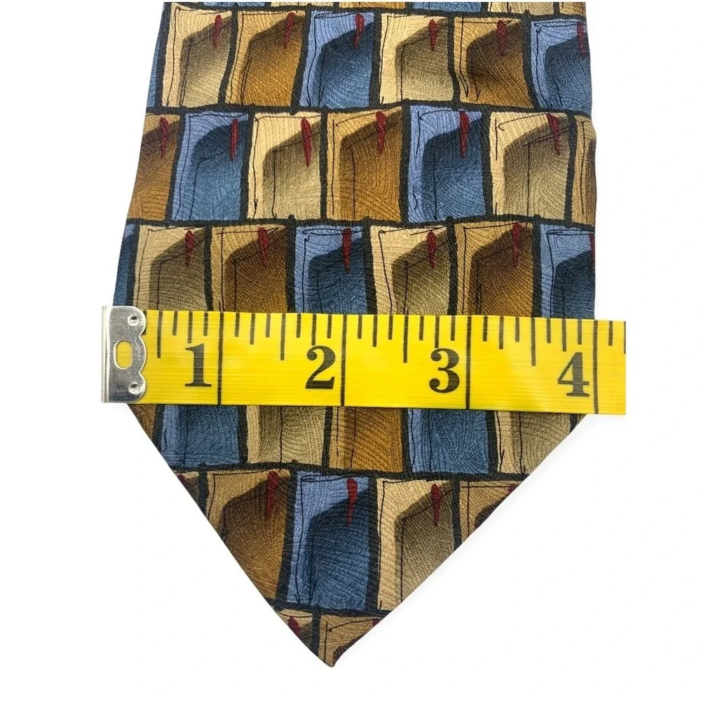 J. Garcia 100% Silk Ties Lot‎ 3 Abstract Pattern Blue Yellow Brown